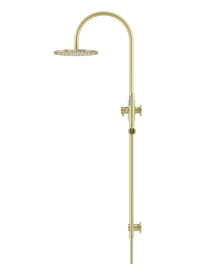 ROUND GOOSENECK SHOWER SET WITH 200MM ROSE, SINGLE-FUNCTION HAND SHOWER