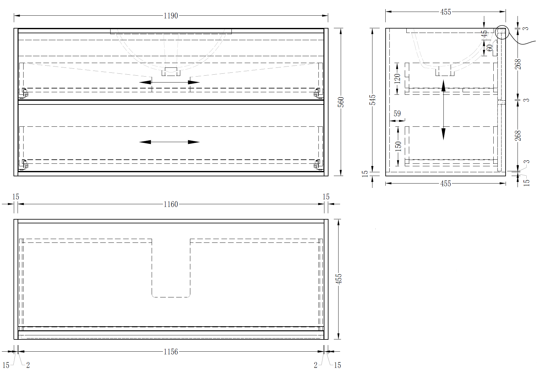 Mildura Wall Hung 1200mm Vanity