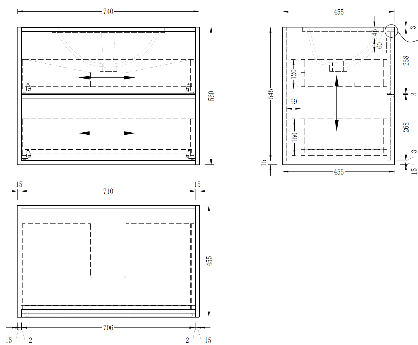 Mildura Wall Hung 750mm Vanity