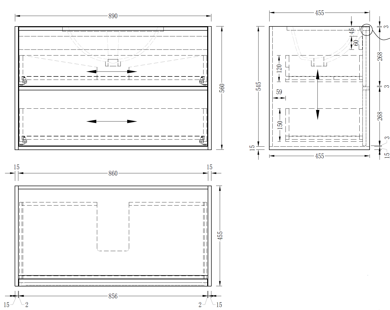Mildura Wall Hung 900mm Vanity
