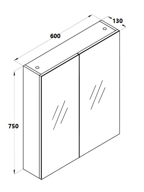 600mm - 1200mm Bella Mirrored Shaving Cabinet White
