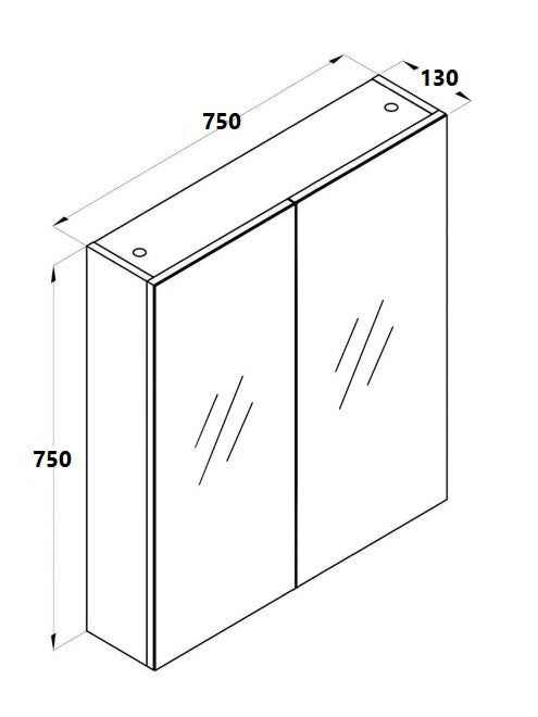 600mm - 1200mm Bella Mirrored Shaving Cabinet White