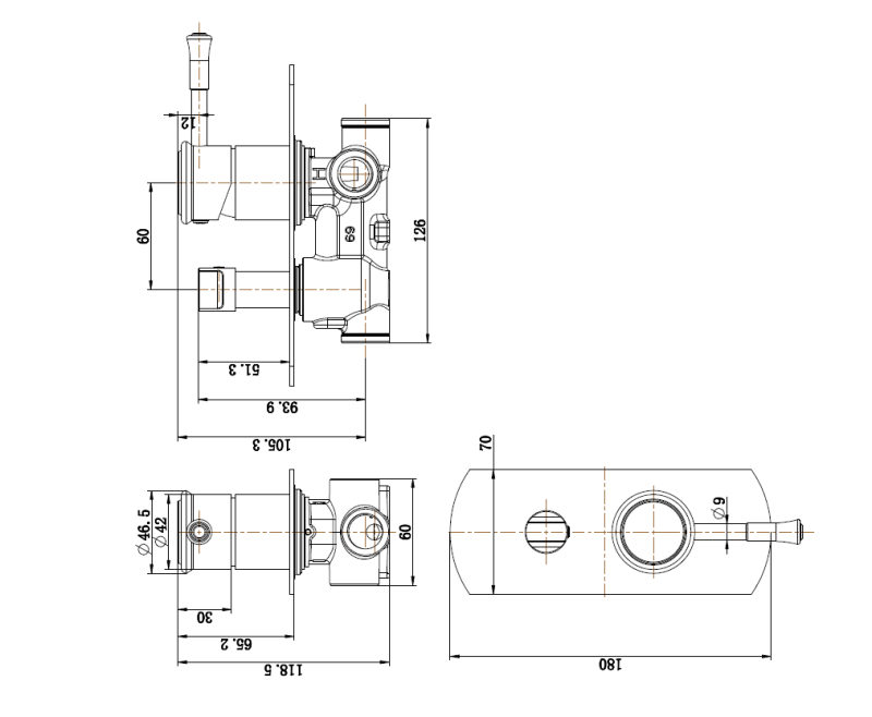 Montpellier Shower Diverter Mixer