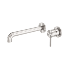 Zen SS316L Wall Basin/Bath Mixer Separate Back Plate 230mm Spout
