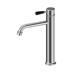 York Straight Tall Basin Mixer With Black Porcelain Lever