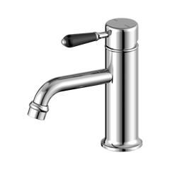 York Straight Basin Mixer With Black Porcelain Lever