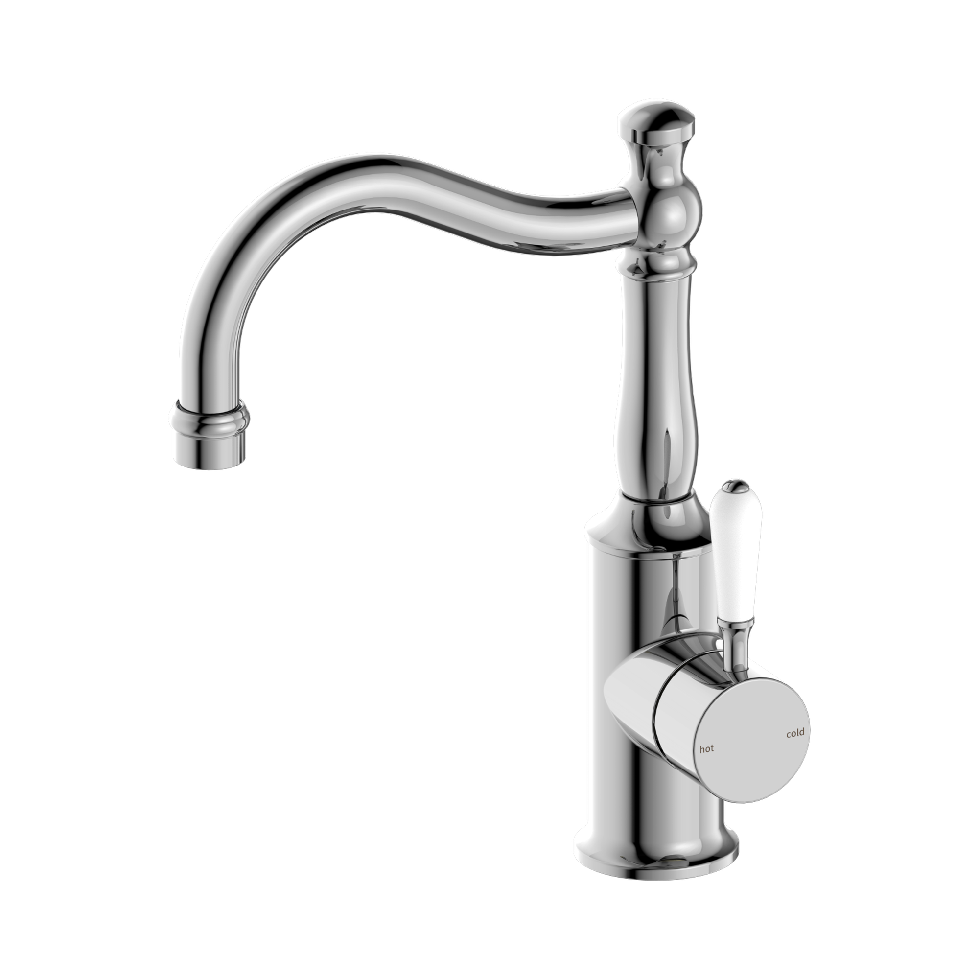 York Basin Mixer Hook Spout With White Porcelain Lever