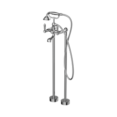 York Freestanding Bath Set With Metal Hand Shower