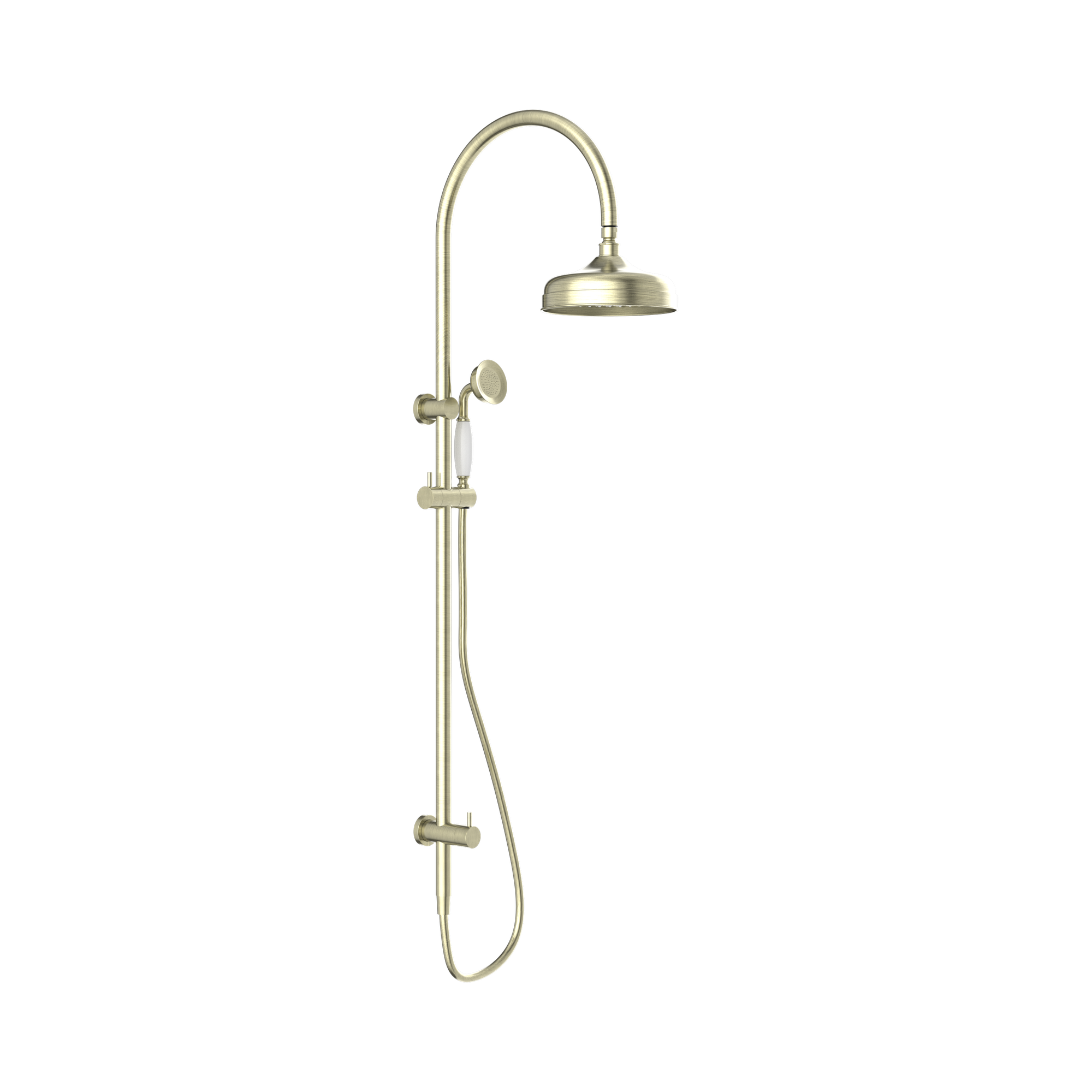 York Twin Shower With White Porcelain Hand Shower