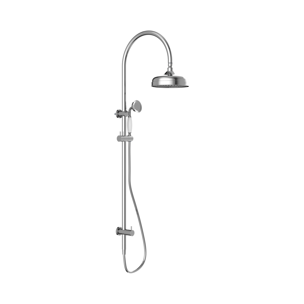 York Twin Shower With White Porcelain Hand Shower