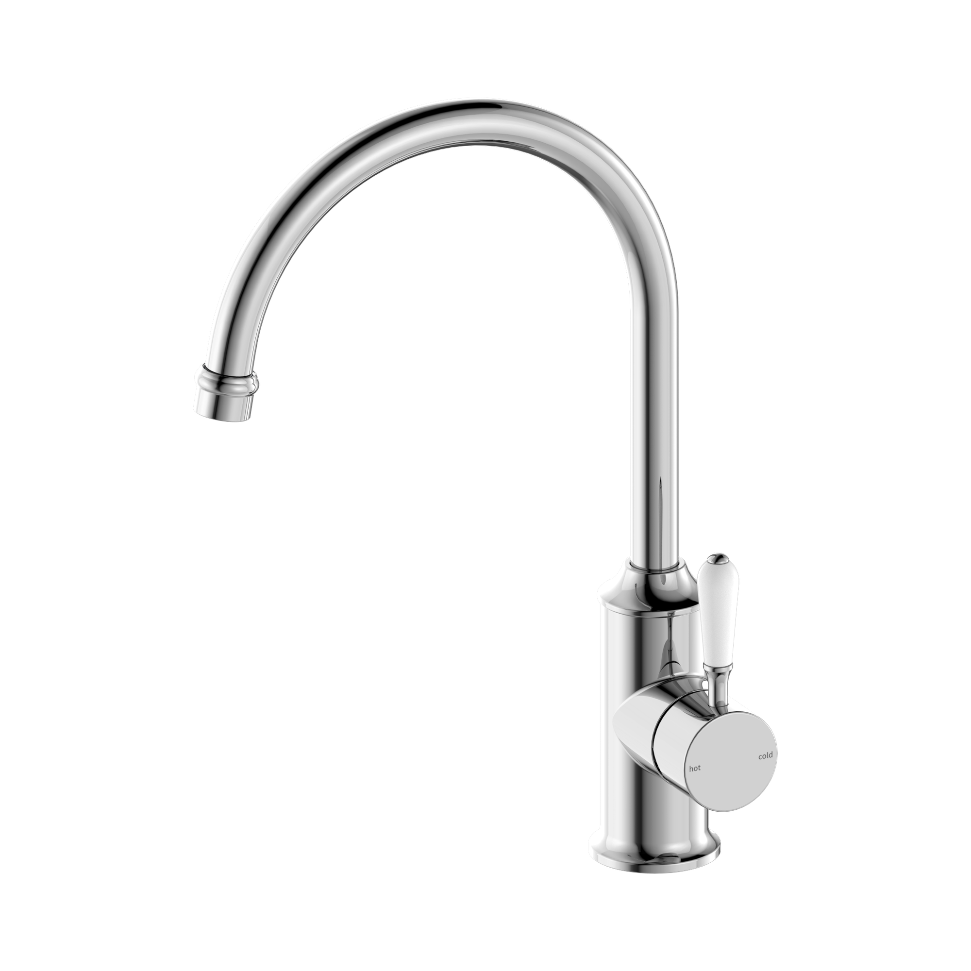 York Kitchen Mixer Gooseneck Spout With White Porcelain Lever