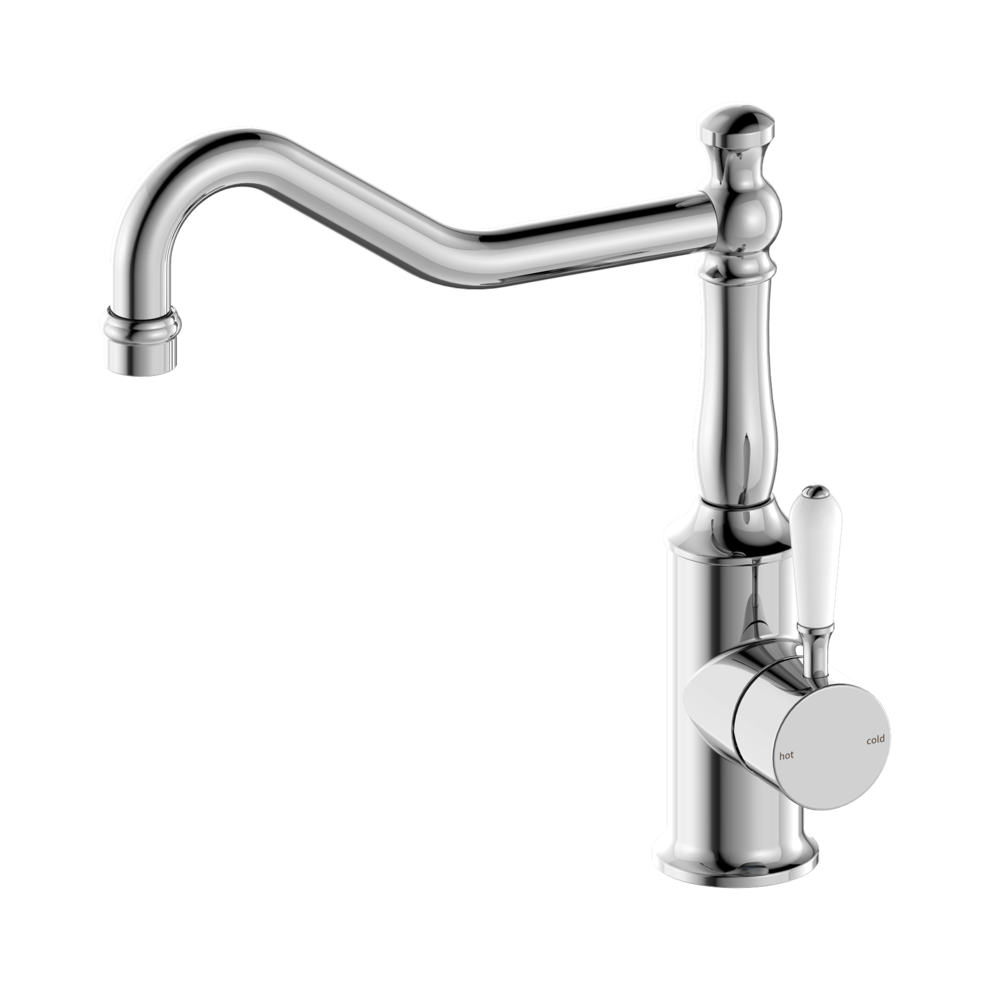 York Kitchen Mixer Hook Spout With White Porcelain Lever