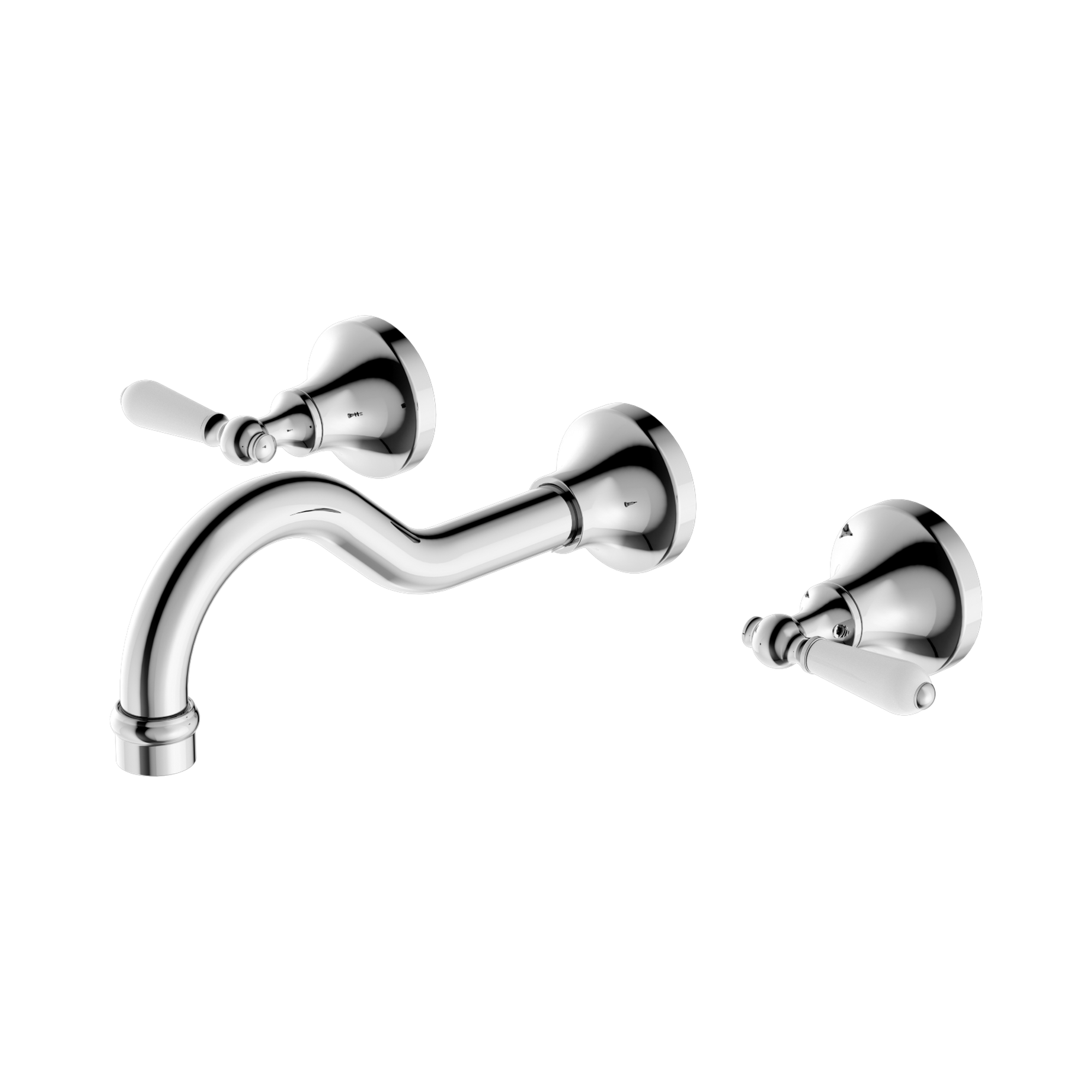 York Wall Basin Set With White Porcelain Lever