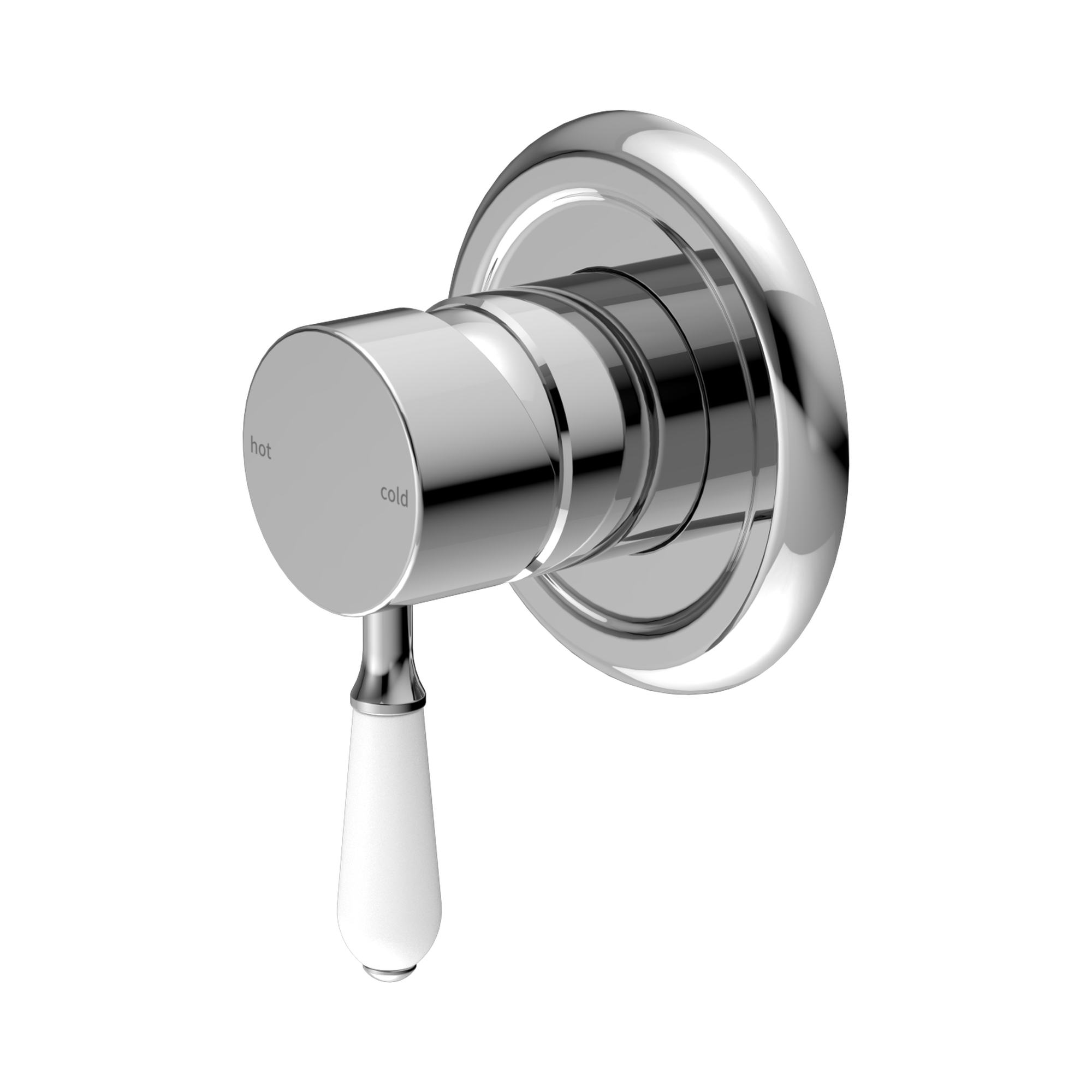 York Shower Mixer With White Porcelain Lever