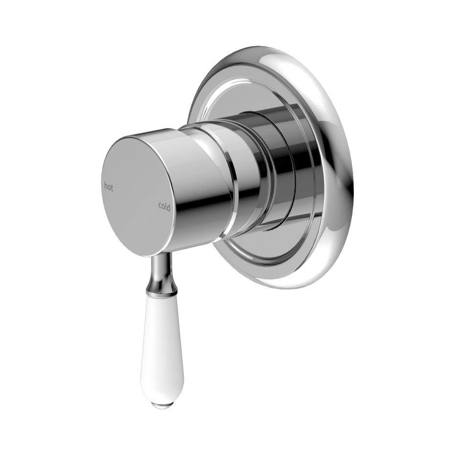 York Shower Mixer With White Porcelain Lever