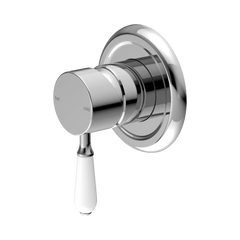 York Shower Mixer With White Porcelain Lever