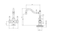 Nostalgia Twin Handle Sink Mixer 230mm Shepherds Crook