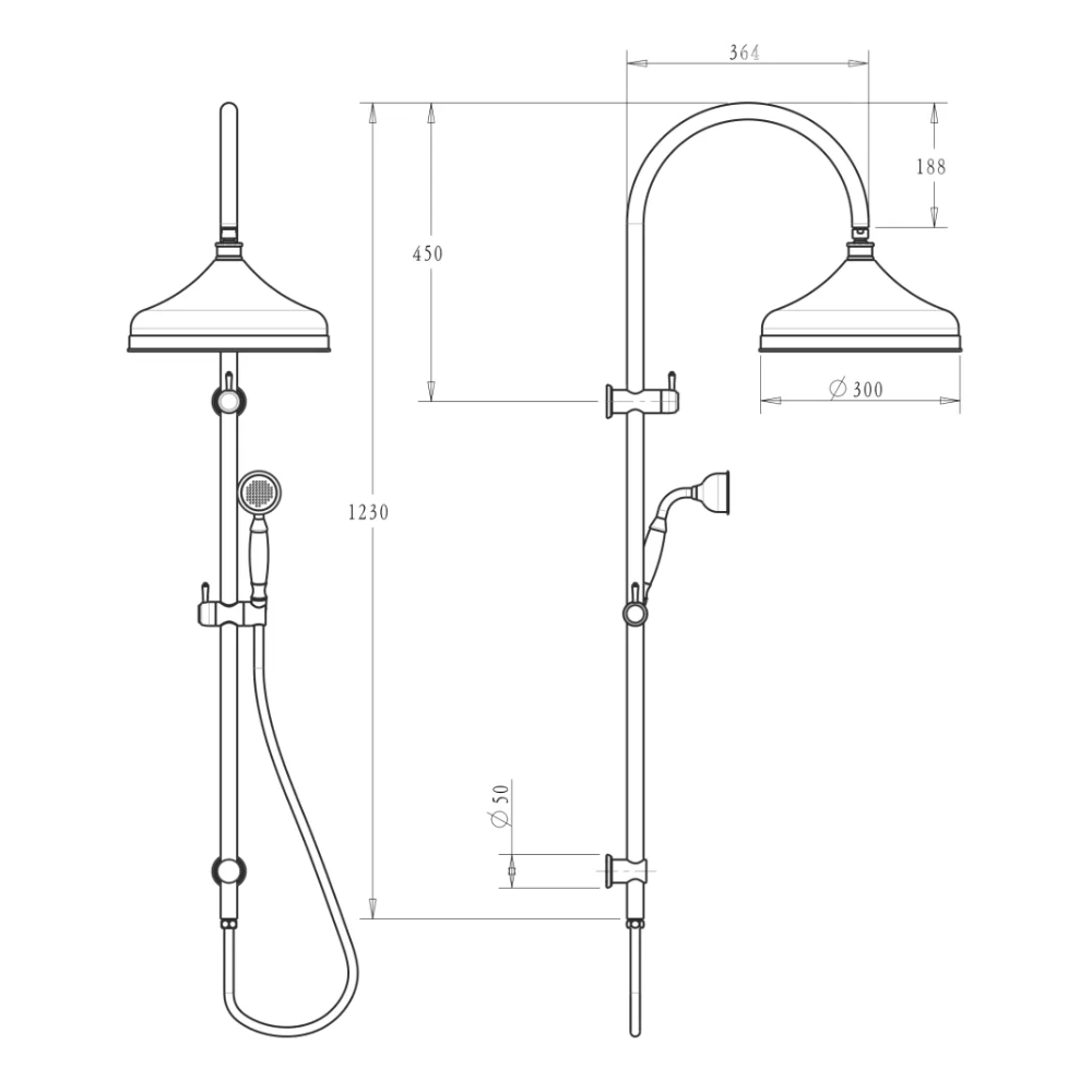 Mica Heritage Dual Shower Rail