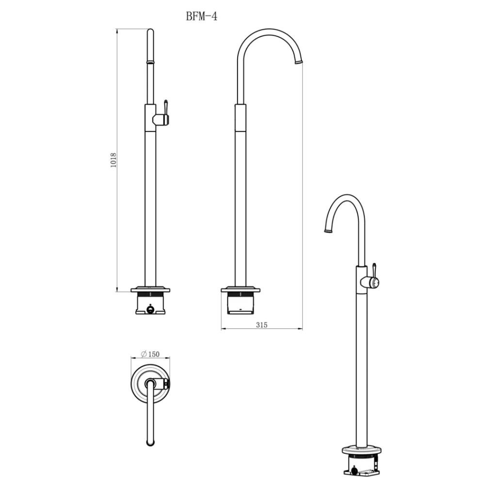 Mica Heritage Freestanding Bath Mixer