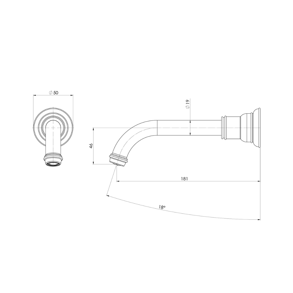Cromford Wall Basin / Bath Outlet 180mm