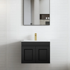 Hampton Mark II 600mm Satin Black Wall Hung Vanity