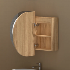 LED Mystic Matte White/Walnut Shaving Cabinet 900x600MM
