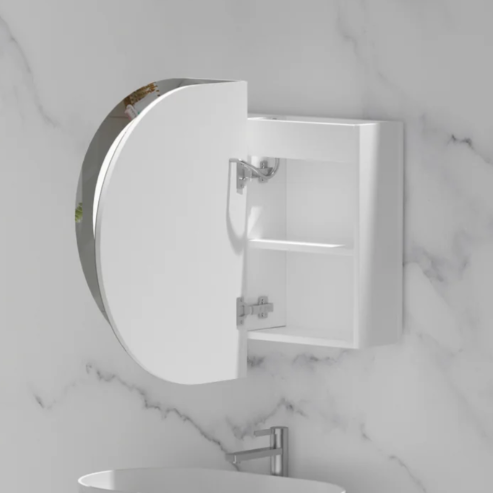 LED Mystic Matte White/Walnut Shaving Cabinet 900x600MM