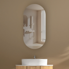Noble 450x900mm Pill Shaving Cabinet with or without LED. Available in Matte White or Walnut.
