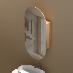 Noble 450x900mm Pill Shaving Cabinet with or without LED. Available in Matte White or Walnut.