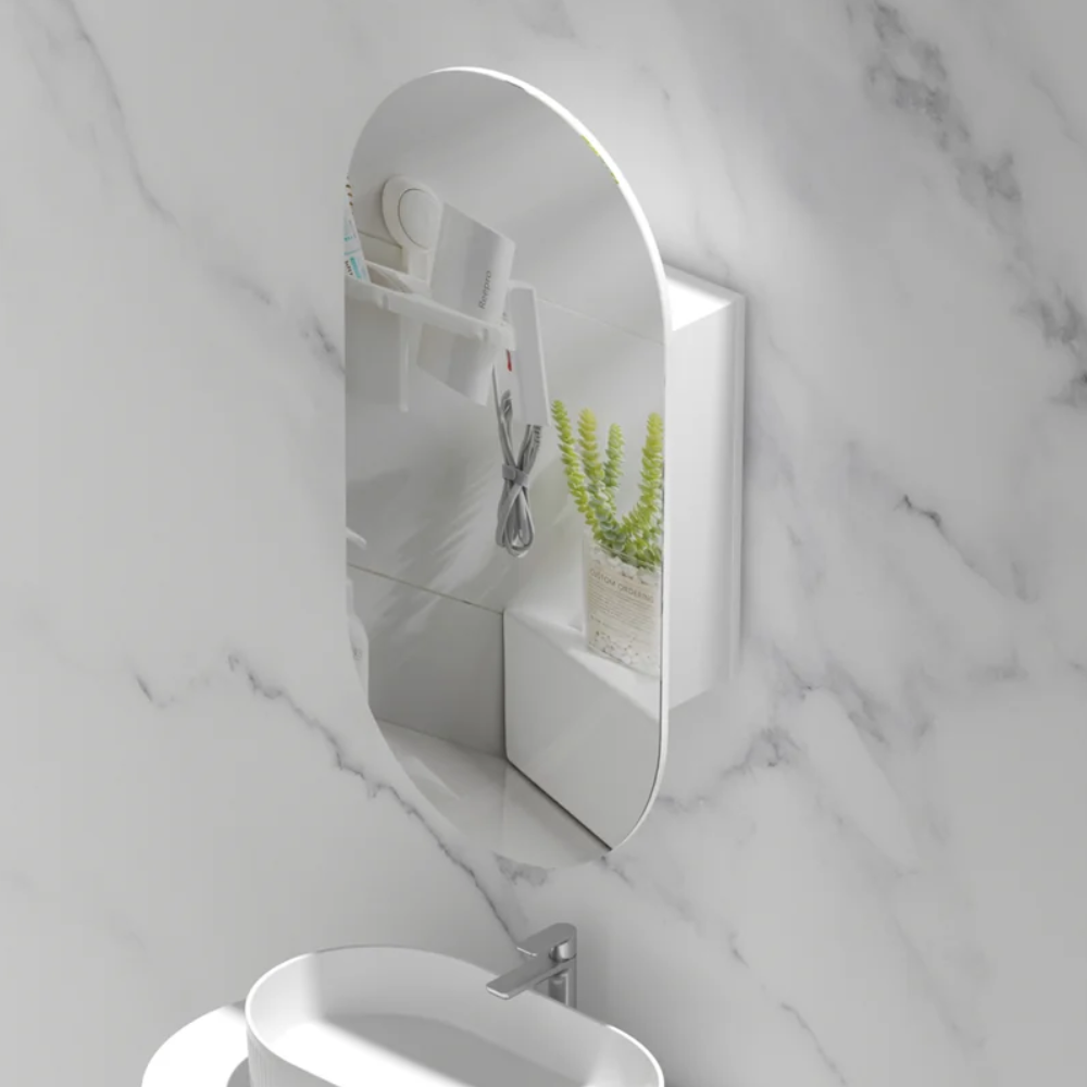 Noble 450x900mm Pill Shaving Cabinet with or without LED. Available in Matte White or Walnut.