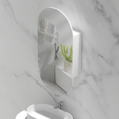 Noble 450x900mm Pill Shaving Cabinet with or without LED. Available in Matte White or Walnut.