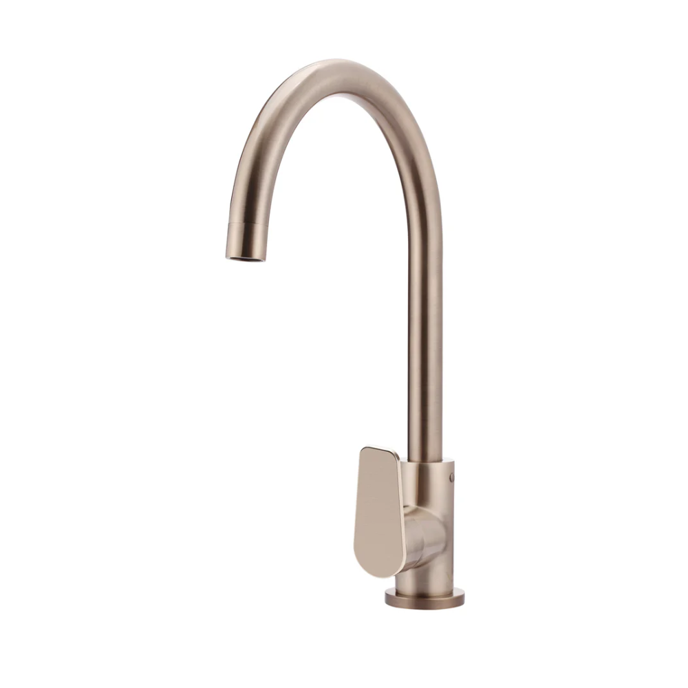 Meir - Round Gooseneck Kitchen Mixer Tap with Paddle Handle