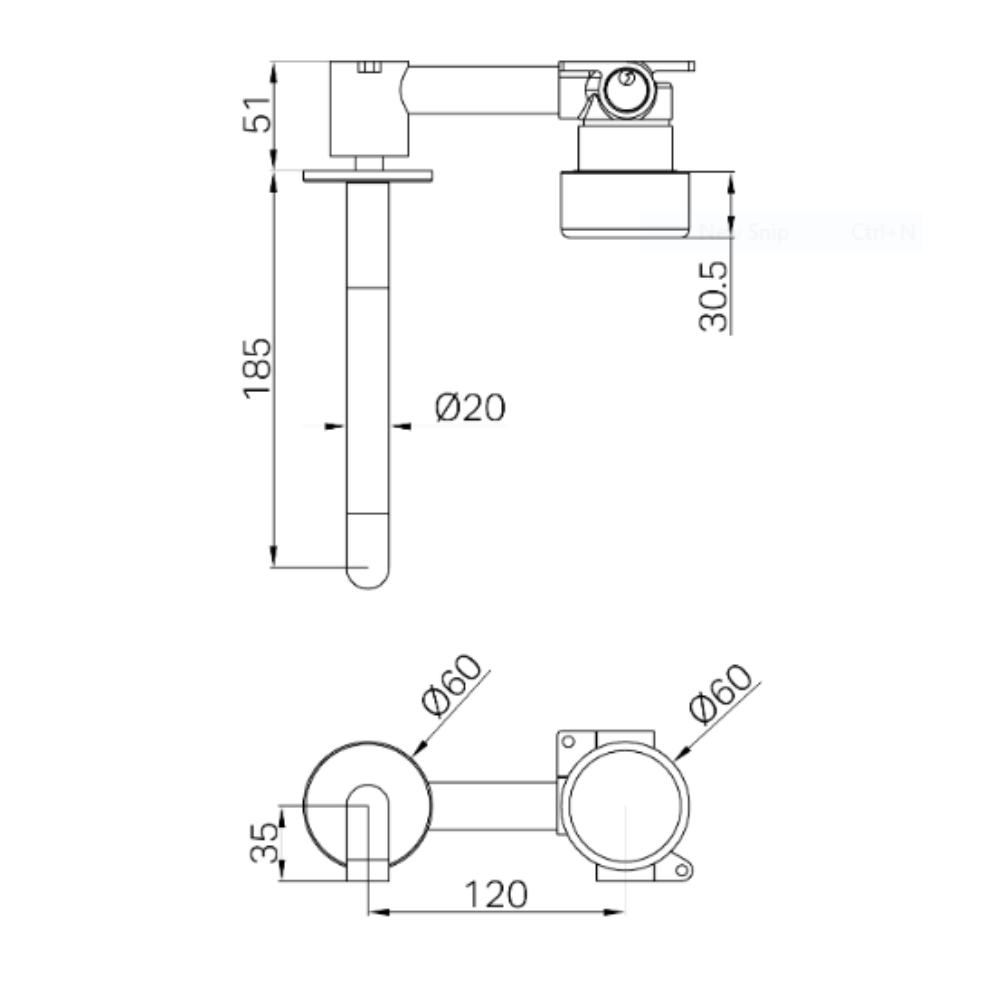 Serenity Wall Basin Set 185mm Spout With Metal Handle