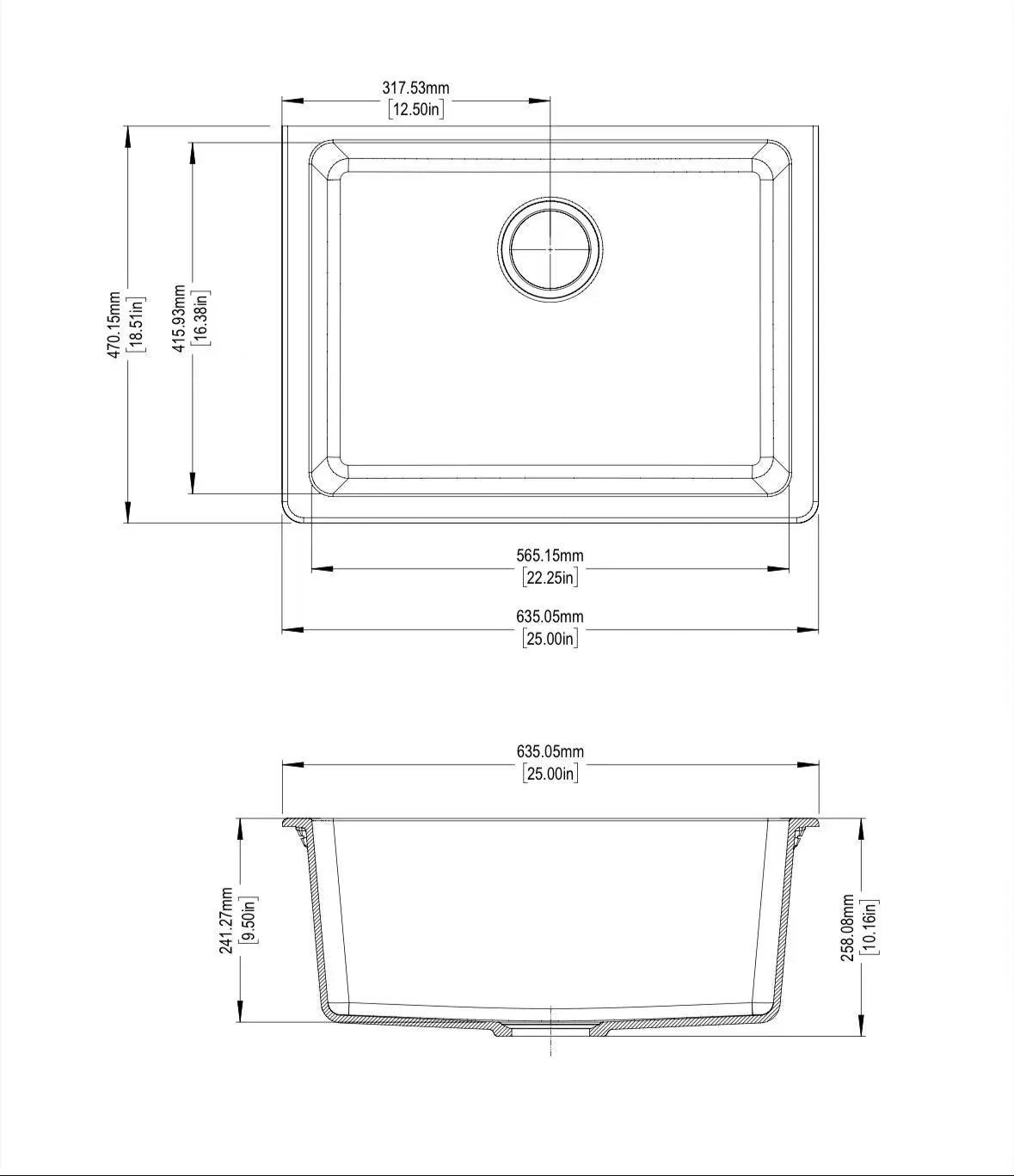 Granite Quartz Stone Undermount Kitchen Sink Single Bowl OX6347.KS
