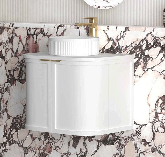 Hampshire 600mm Satin White Wall Hung Curve Vanity