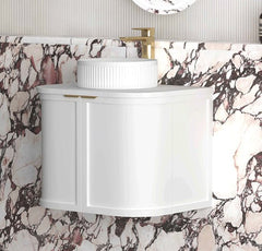 Hampshire 600mm Satin White Wall Hung Curve Vanity