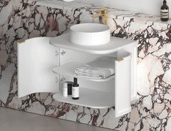 Hampshire 600mm Satin White Wall Hung Curve Vanity