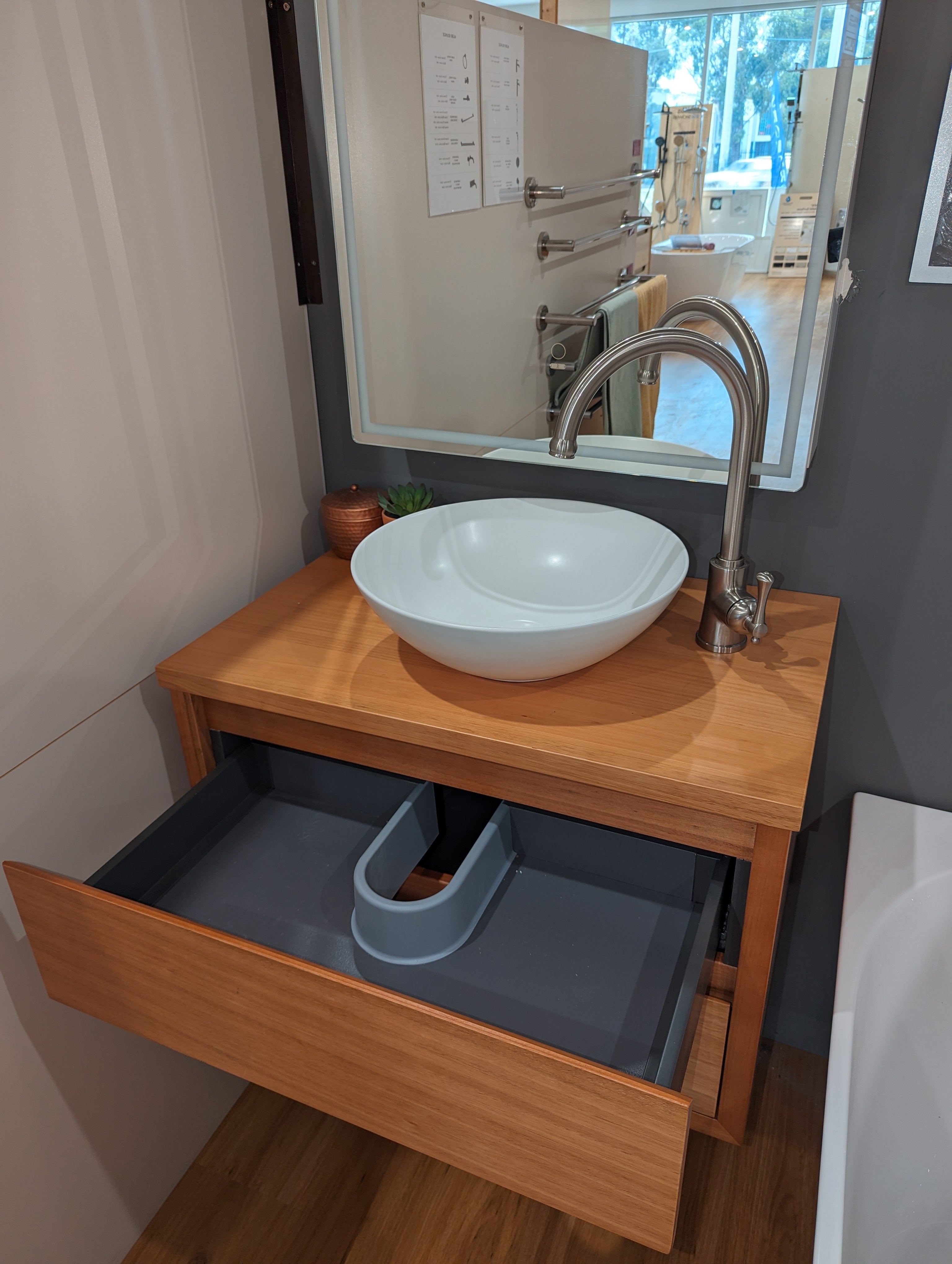 Sahara 900 Wall Hung Messmate Natural Timber Bathroom Vanity