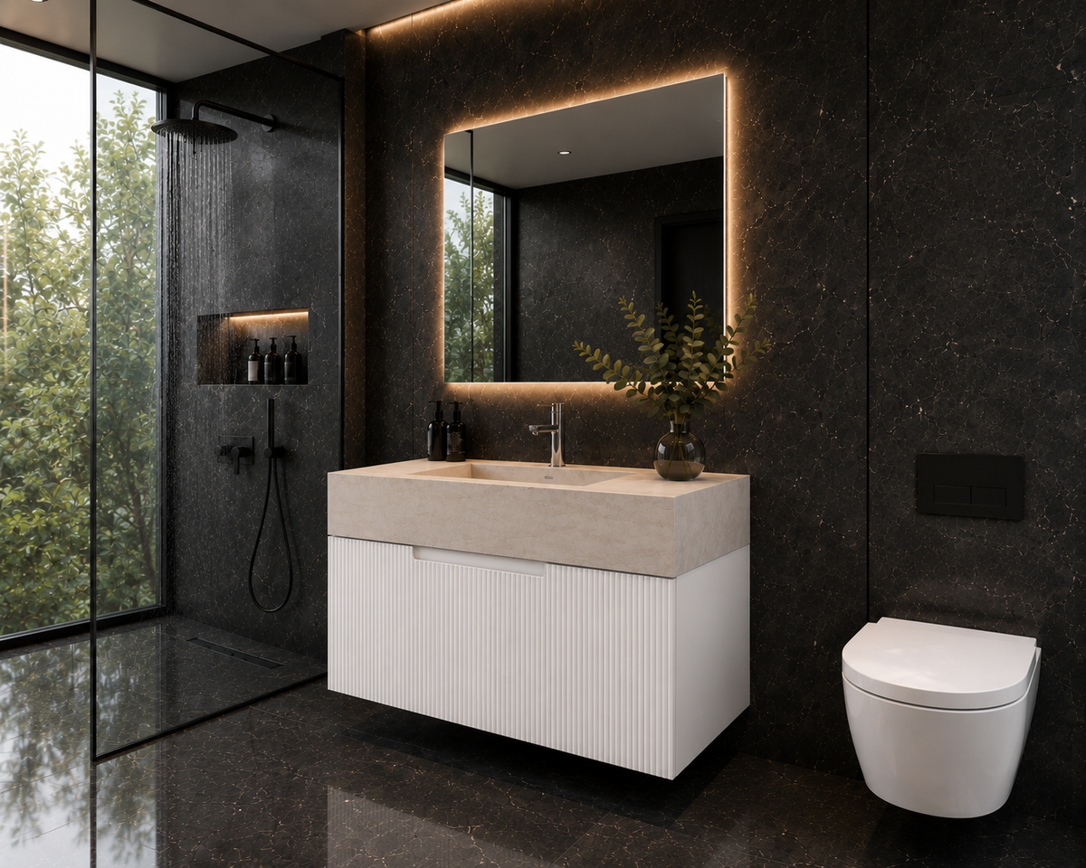 Laurent Travertine finish Wall Hung Wall Hung Vanity basin top 900mm - Top only