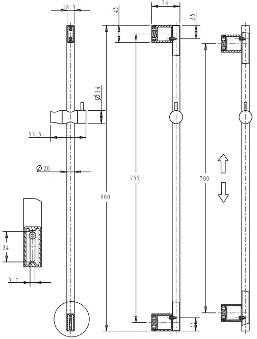 Lantra Shower Rail