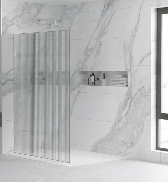 10mm Frameless Walk-in Panel Shower Screen Fluted