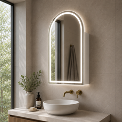 600x900mm LED Roma Arch Shaving Cabinet Matte White