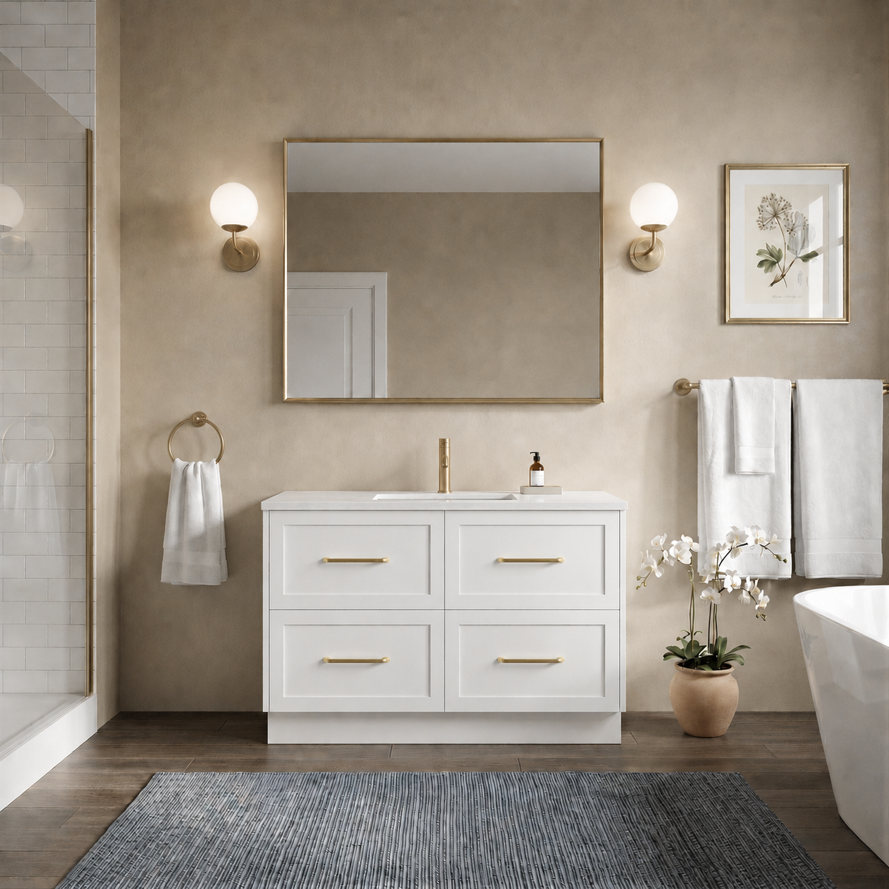 Lily 1200mm Hampton Shaker Style Freestanding Bathroom Vanity
