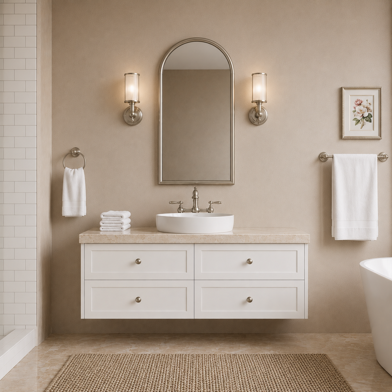 Lily Wall Hung 1200mm Hampton Shaker Style Bathroom Vanity