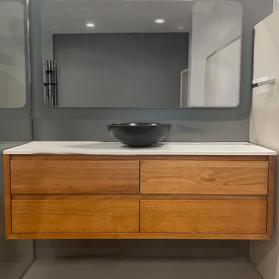 Sahara 1500 Single Wall Hung Messmate Timber Bathroom Vanity