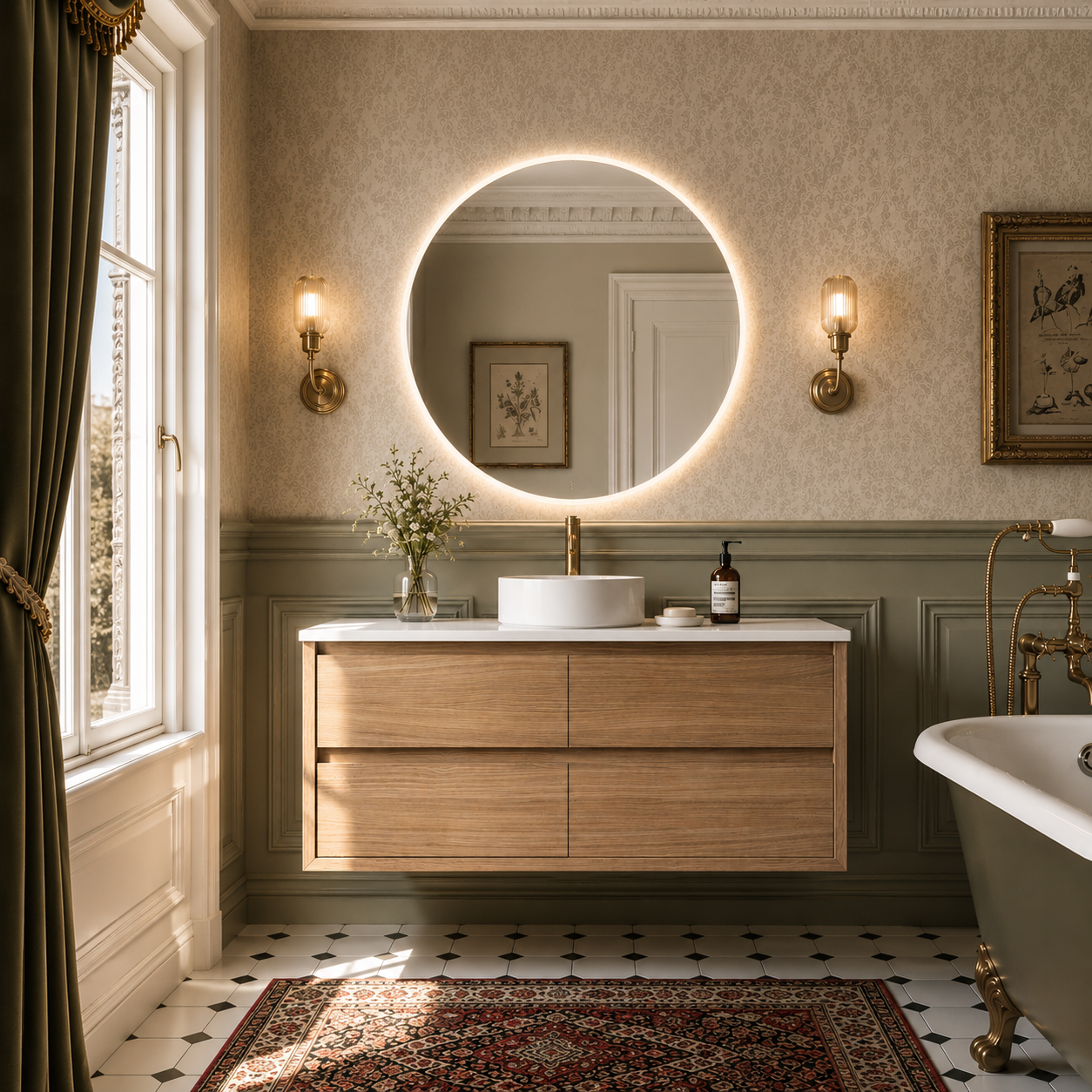 Sahara (MK2) 1200mm Wall Hung Natural Oak Timber Veneer Bathroom Vanity