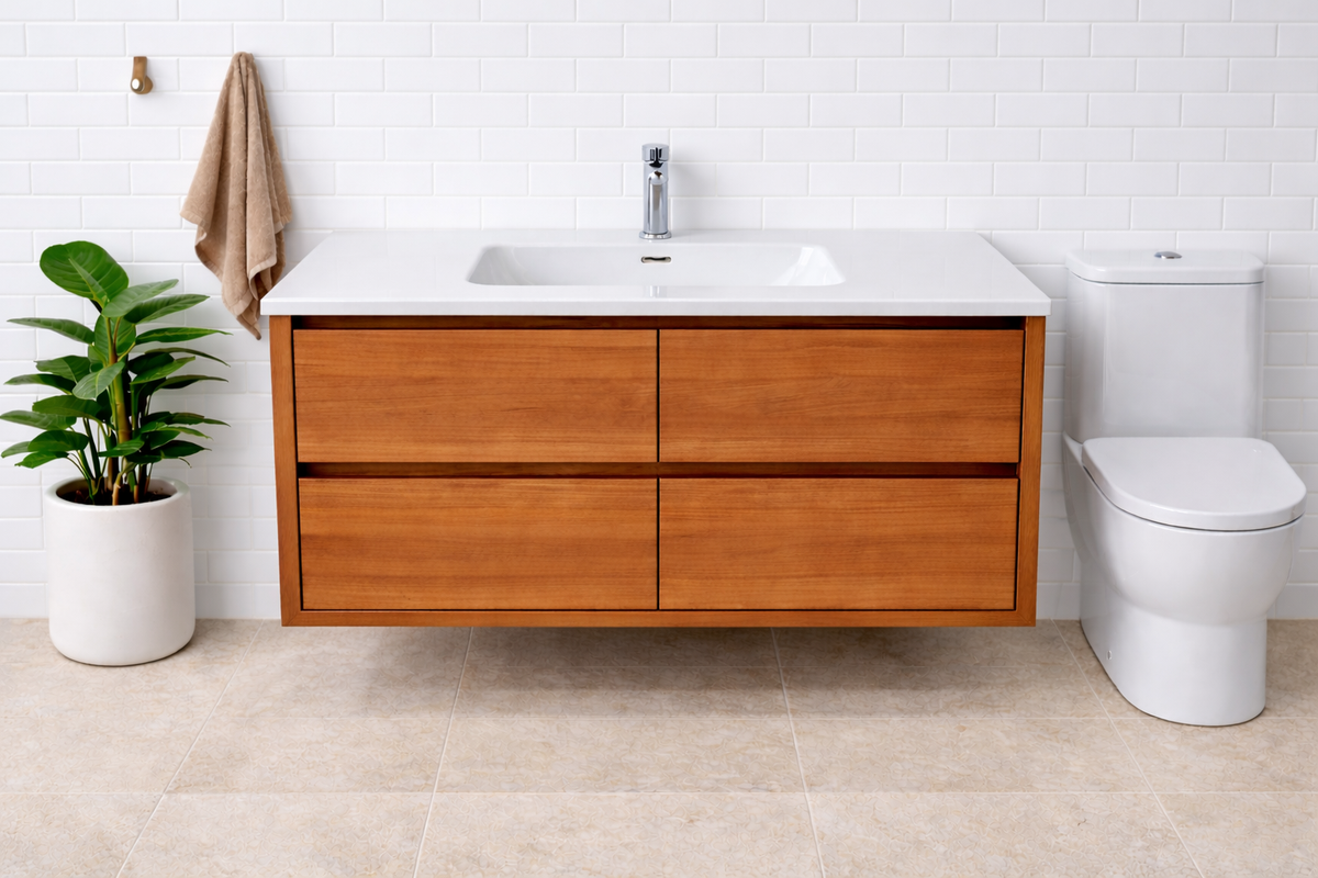 Sahara 1200 Wall Hung Messmate Timber Bathroom Vanity