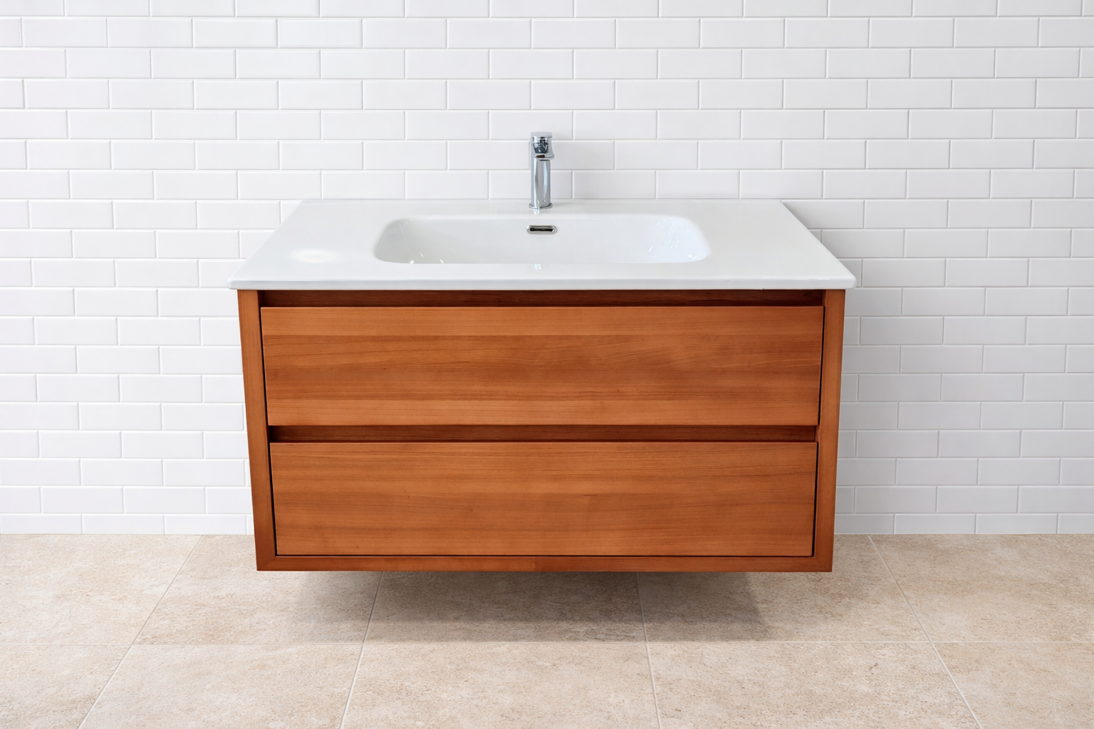 Sahara 900 Wall Hung Messmate Natural Timber Bathroom Vanity
