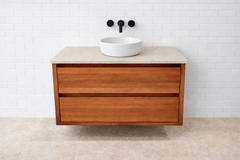 Sahara 900 Wall Hung Messmate Natural Timber Bathroom Vanity