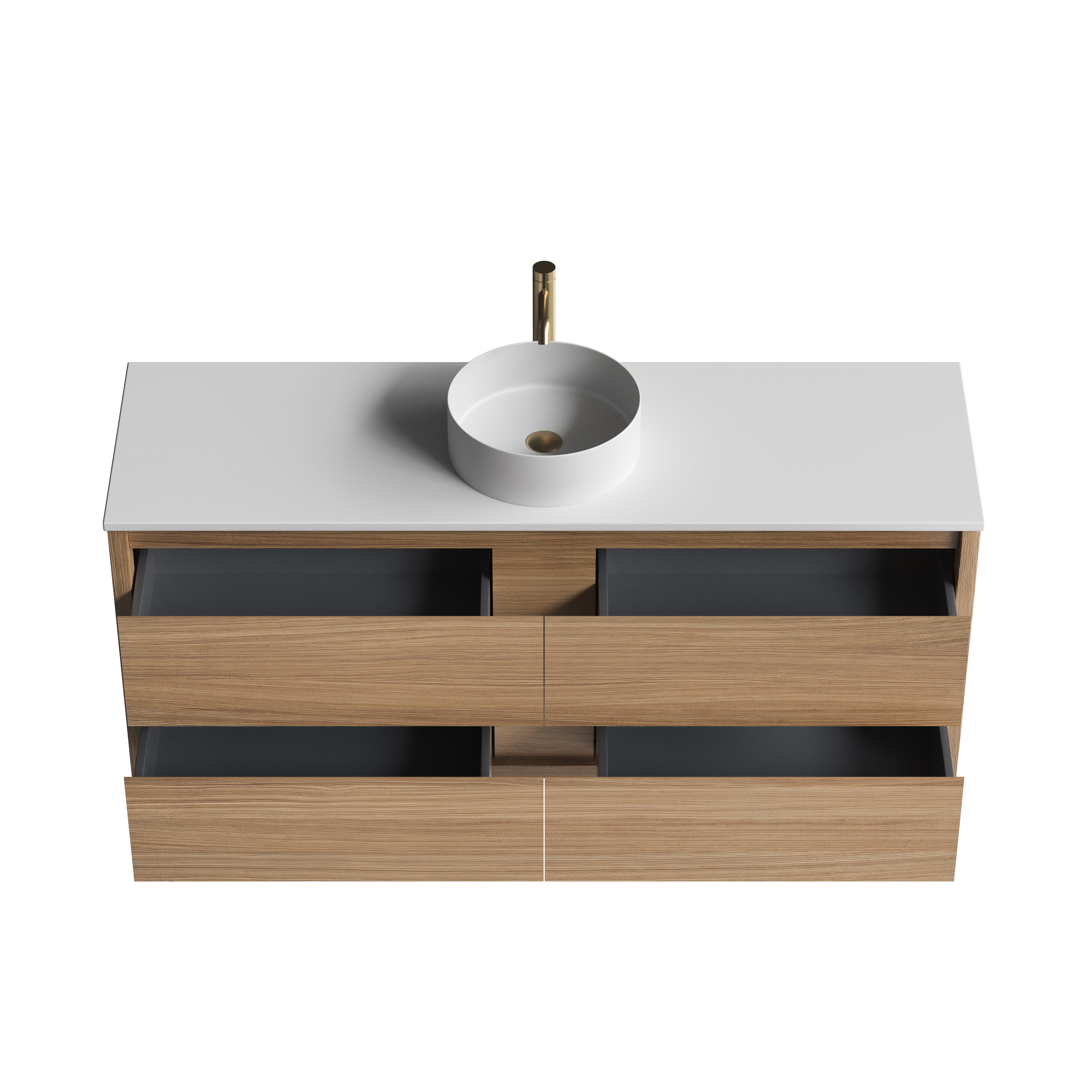 Sahara (MK2) 1500mm Single Wall Hung Natural Oak Timber Veneer Bathroom Vanity